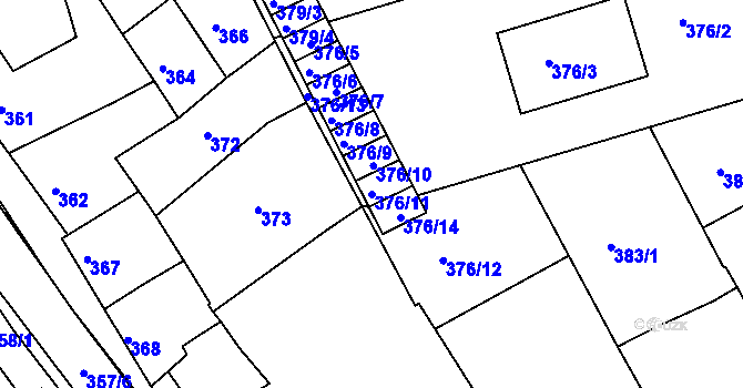 Parcela st. 376/11 v KÚ Zdounky, Katastrální mapa