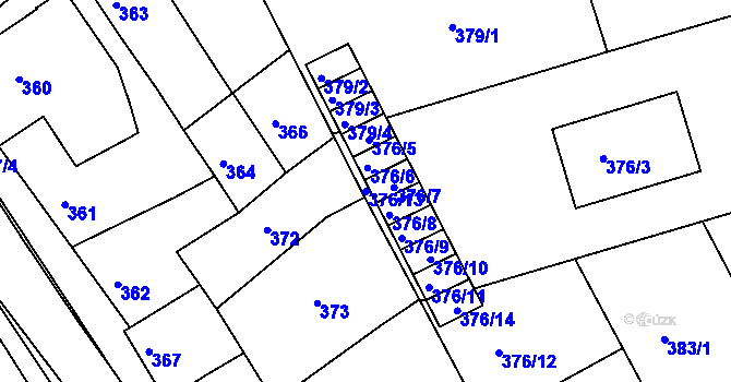 Parcela st. 376/13 v KÚ Zdounky, Katastrální mapa