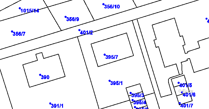 Parcela st. 395/7 v KÚ Zdounky, Katastrální mapa