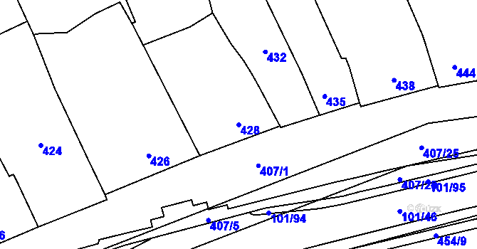 Parcela st. 428 v KÚ Zdounky, Katastrální mapa