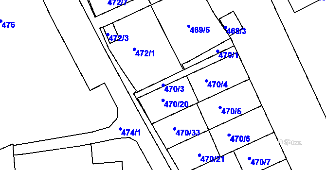 Parcela st. 470/3 v KÚ Zdounky, Katastrální mapa