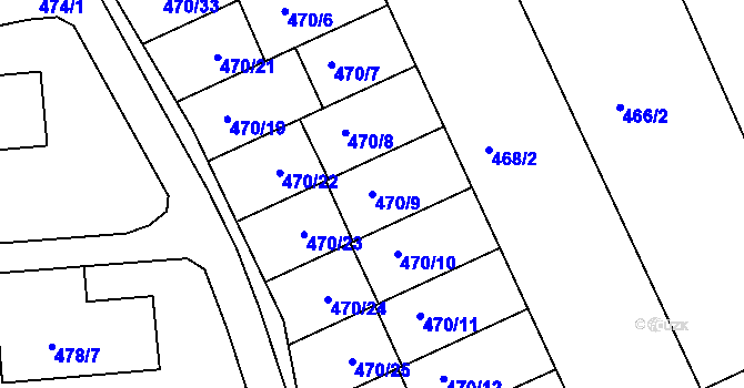 Parcela st. 470/9 v KÚ Zdounky, Katastrální mapa