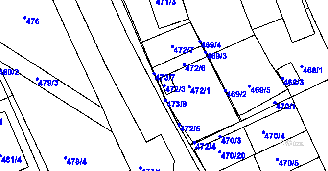 Parcela st. 472/3 v KÚ Zdounky, Katastrální mapa
