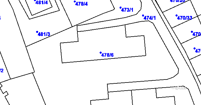 Parcela st. 478/6 v KÚ Zdounky, Katastrální mapa