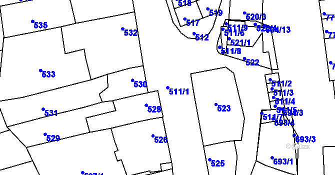 Parcela st. 511/1 v KÚ Zdounky, Katastrální mapa