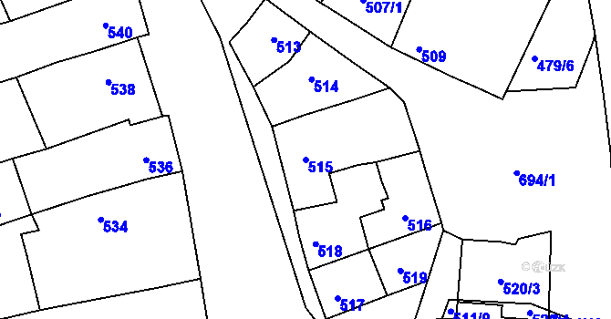 Parcela st. 515 v KÚ Zdounky, Katastrální mapa