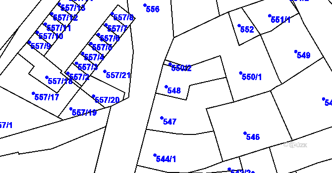 Parcela st. 548 v KÚ Zdounky, Katastrální mapa