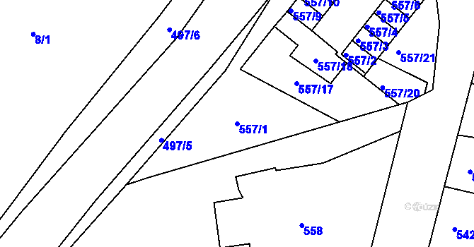 Parcela st. 557/1 v KÚ Zdounky, Katastrální mapa