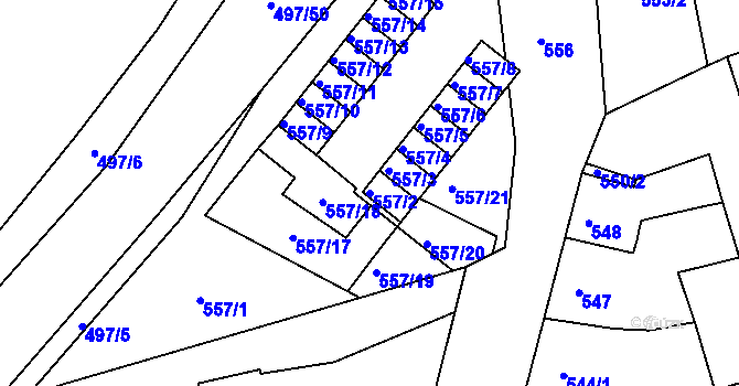 Parcela st. 557/2 v KÚ Zdounky, Katastrální mapa