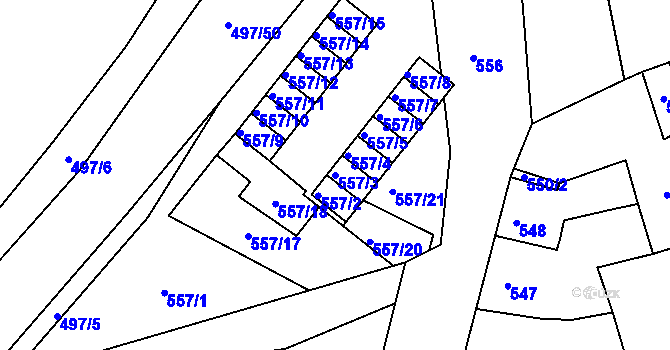 Parcela st. 557/3 v KÚ Zdounky, Katastrální mapa