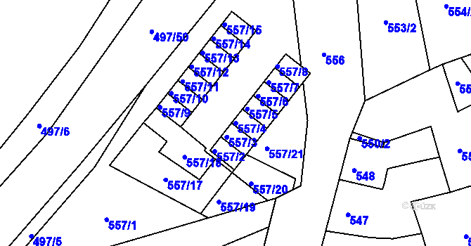Parcela st. 557/4 v KÚ Zdounky, Katastrální mapa