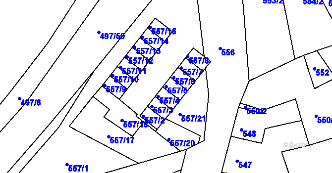 Parcela st. 557/5 v KÚ Zdounky, Katastrální mapa