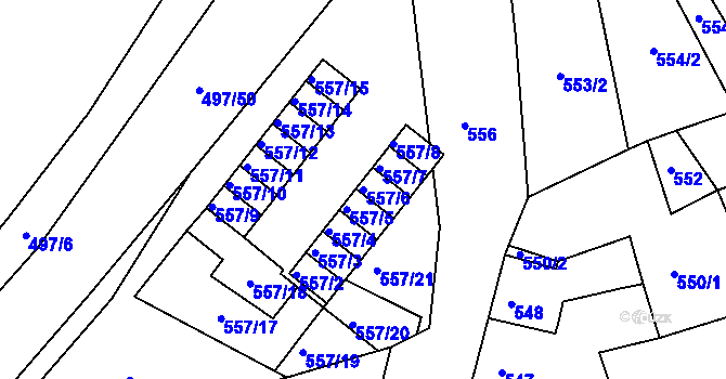 Parcela st. 557/6 v KÚ Zdounky, Katastrální mapa