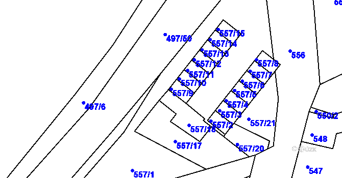 Parcela st. 557/9 v KÚ Zdounky, Katastrální mapa
