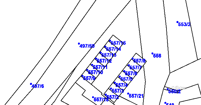 Parcela st. 557/13 v KÚ Zdounky, Katastrální mapa