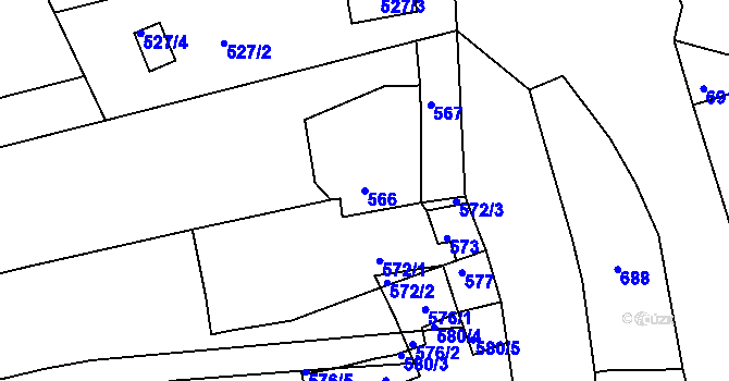 Parcela st. 566 v KÚ Zdounky, Katastrální mapa