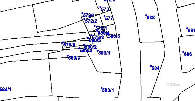 Parcela st. 580/1 v KÚ Zdounky, Katastrální mapa