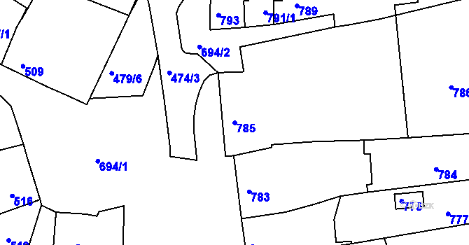 Parcela st. 785 v KÚ Zdounky, Katastrální mapa