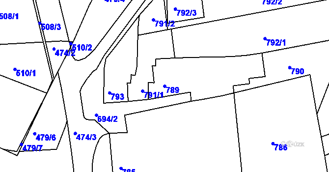 Parcela st. 789 v KÚ Zdounky, Katastrální mapa