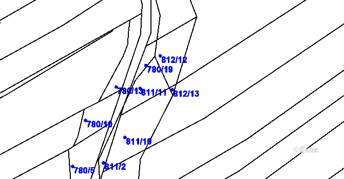 Parcela st. 812/13 v KÚ Zdounky, Katastrální mapa