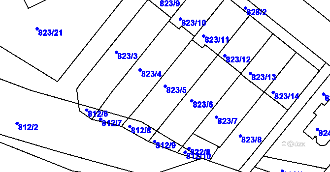 Parcela st. 823/5 v KÚ Zdounky, Katastrální mapa