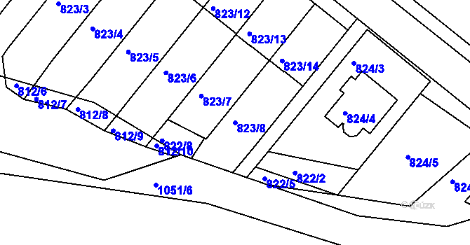 Parcela st. 823/8 v KÚ Zdounky, Katastrální mapa