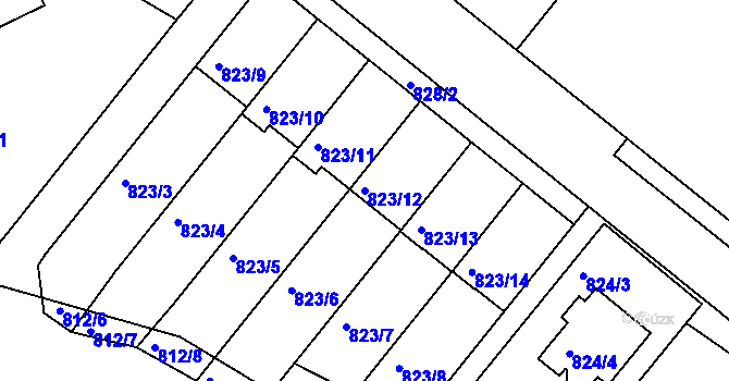 Parcela st. 823/12 v KÚ Zdounky, Katastrální mapa