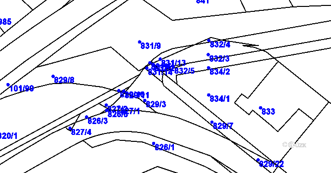 Parcela st. 829/4 v KÚ Zdounky, Katastrální mapa