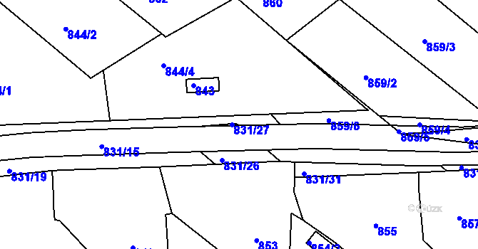 Parcela st. 831/28 v KÚ Zdounky, Katastrální mapa