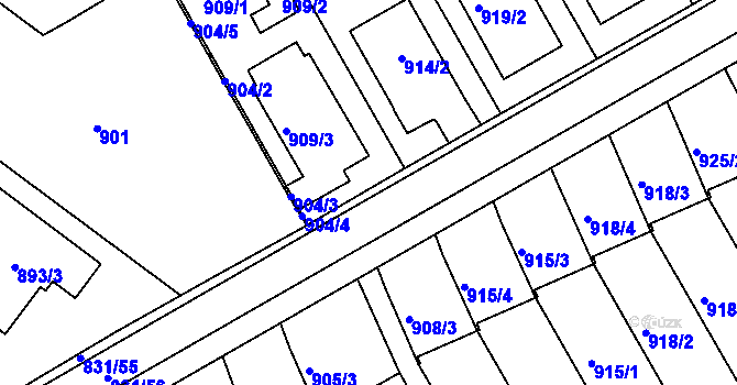 Parcela st. 831/61 v KÚ Zdounky, Katastrální mapa