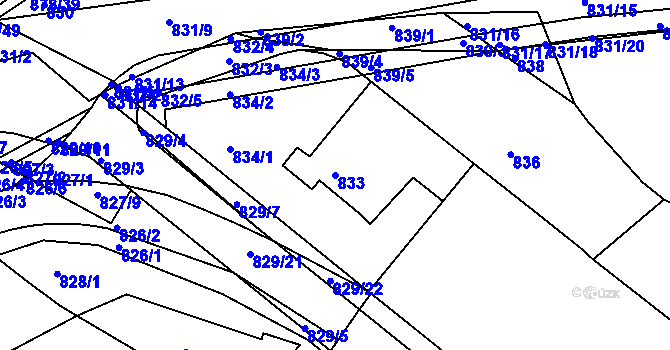 Parcela st. 833 v KÚ Zdounky, Katastrální mapa