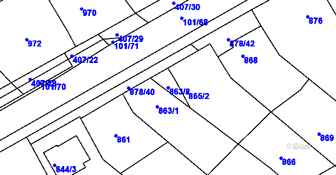 Parcela st. 863/2 v KÚ Zdounky, Katastrální mapa