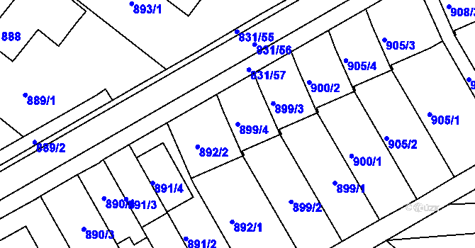 Parcela st. 899/4 v KÚ Zdounky, Katastrální mapa
