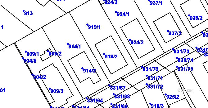 Parcela st. 919/2 v KÚ Zdounky, Katastrální mapa