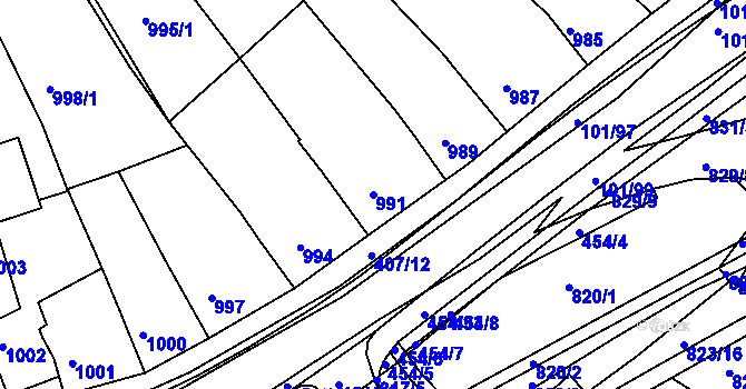 Parcela st. 991 v KÚ Zdounky, Katastrální mapa