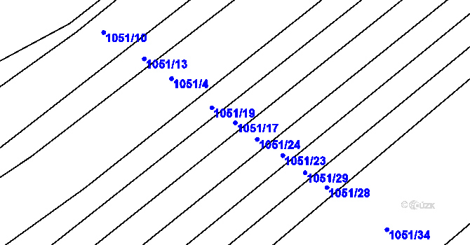 Parcela st. 1051/17 v KÚ Zdounky, Katastrální mapa