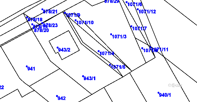 Parcela st. 1071/4 v KÚ Zdounky, Katastrální mapa
