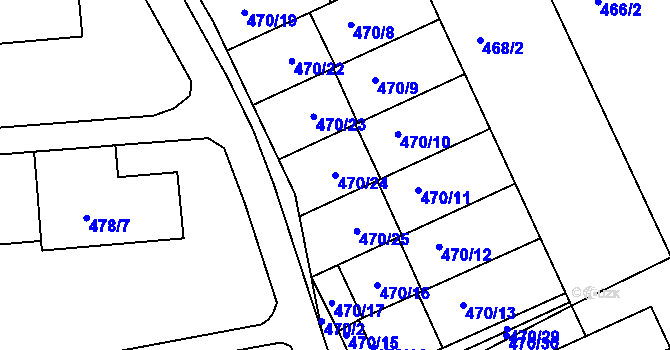 Parcela st. 470/24 v KÚ Zdounky, Katastrální mapa