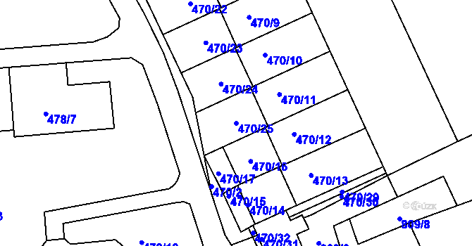 Parcela st. 470/25 v KÚ Zdounky, Katastrální mapa