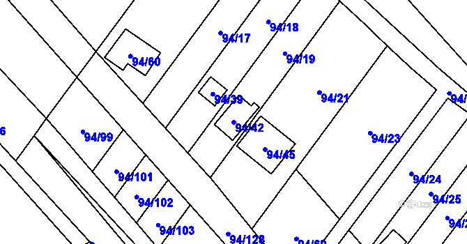 Parcela st. 94/42 v KÚ Zdounky, Katastrální mapa