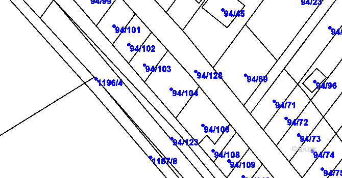 Parcela st. 94/104 v KÚ Zdounky, Katastrální mapa