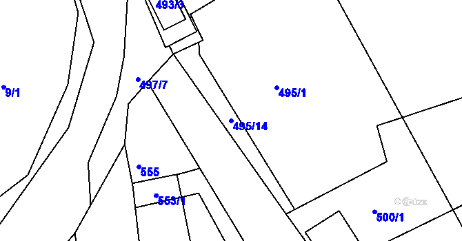Parcela st. 495/14 v KÚ Zdounky, Katastrální mapa