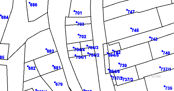 Parcela st. 704/3 v KÚ Zdounky, Katastrální mapa