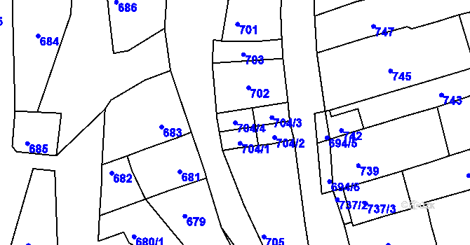 Parcela st. 704/4 v KÚ Zdounky, Katastrální mapa