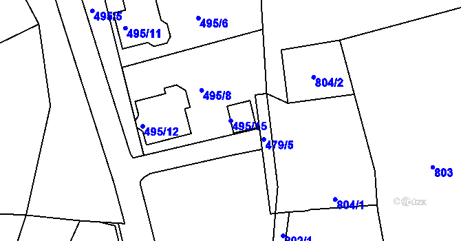 Parcela st. 495/15 v KÚ Zdounky, Katastrální mapa