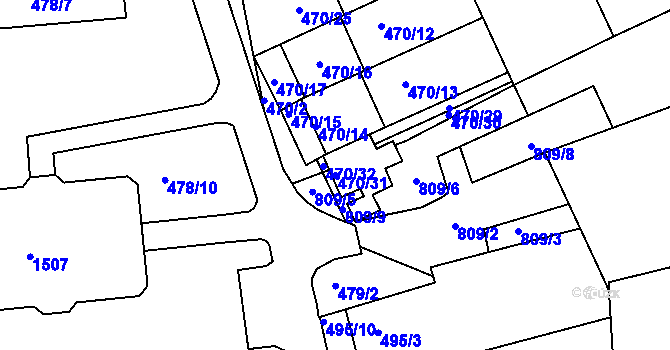Parcela st. 470/31 v KÚ Zdounky, Katastrální mapa