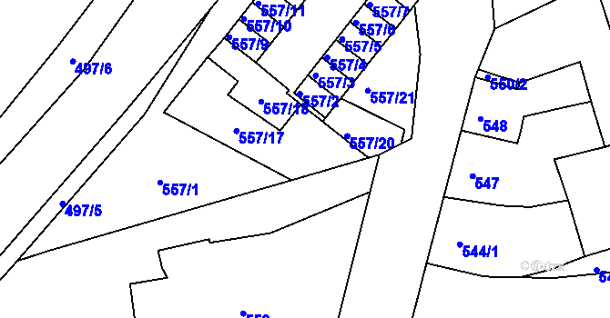 Parcela st. 557/19 v KÚ Zdounky, Katastrální mapa