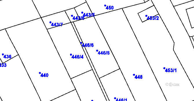 Parcela st. 446/5 v KÚ Zdounky, Katastrální mapa