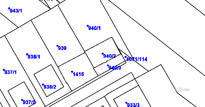 Parcela st. 940/2 v KÚ Zdounky, Katastrální mapa
