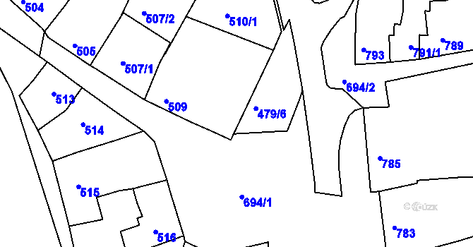 Parcela st. 479/7 v KÚ Zdounky, Katastrální mapa